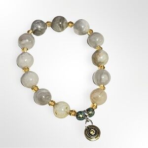 Moonstone Stretch Bracelet with Charm
